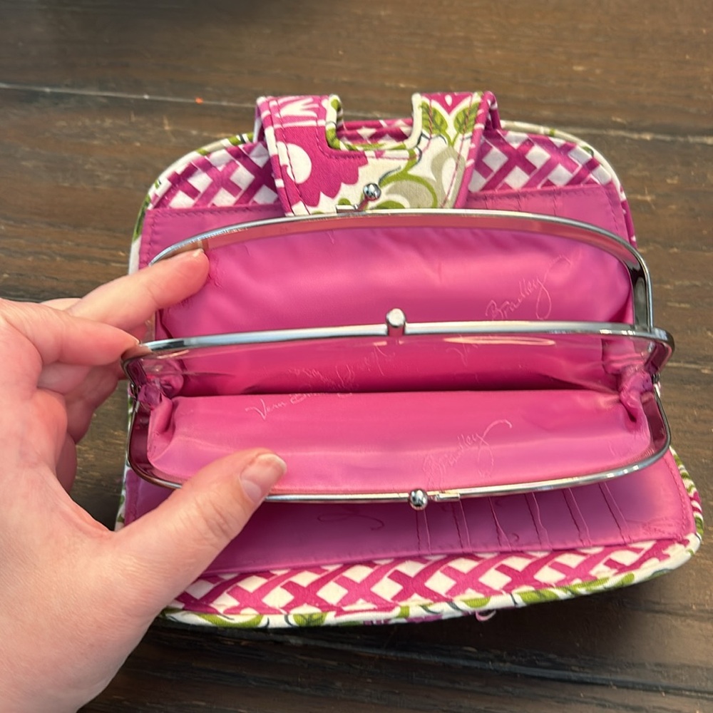 Vera Bradley Wallet. Pink green and white. - Picture 4 of 8